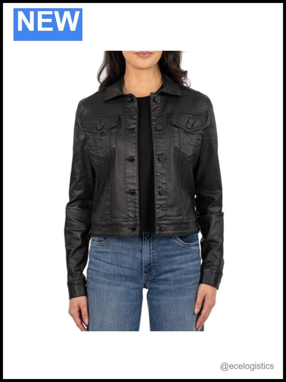 KUT from the Kloth Women's Julia Crop Jacket Drop Shoulder Regular Wstbnd